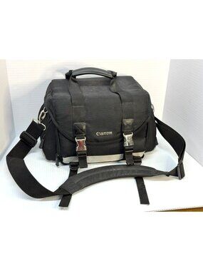 Canon Canvas Sectional Camera Shoulder Soft Bag Digital Analog Black & Grey